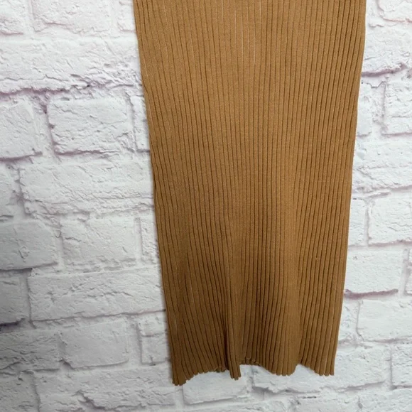 Good American Ribbed Midi Knit Dress in Camel - Picture 5 of 8